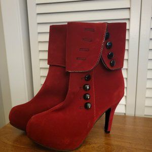 Red velour boots